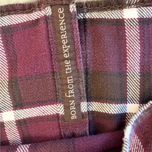 PrAna Channing Men’s Flannel Shirt Purple Brown Plaid Organic Cotton Medium - Picture 6 of 8